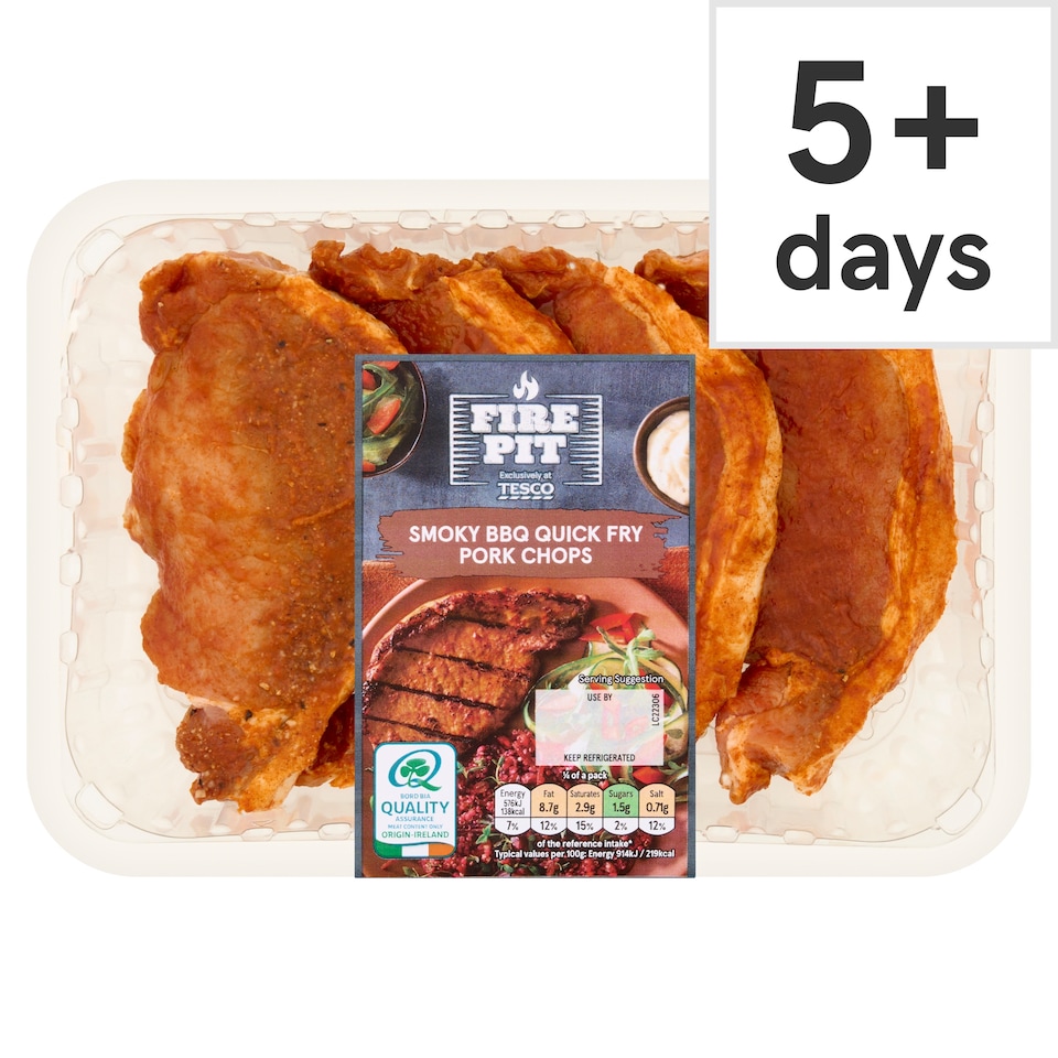 Tesco Fire Pit Smoky BBQ Quick Fry Pork Chops 360g