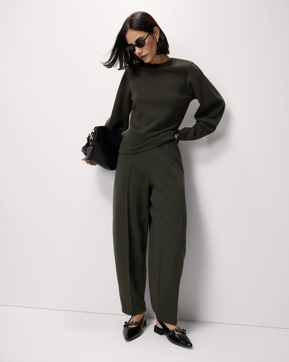 image 1 of F&F Scuba Barrel Leg Co-ord Trousers in Olive