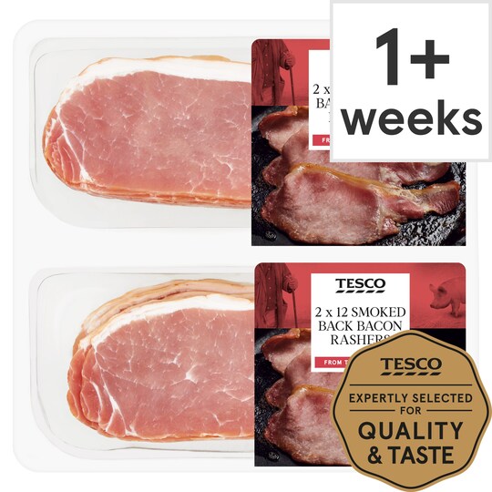 Tesco Smoked Twin Pack Back Bacon 2X360g Tesco Groceries