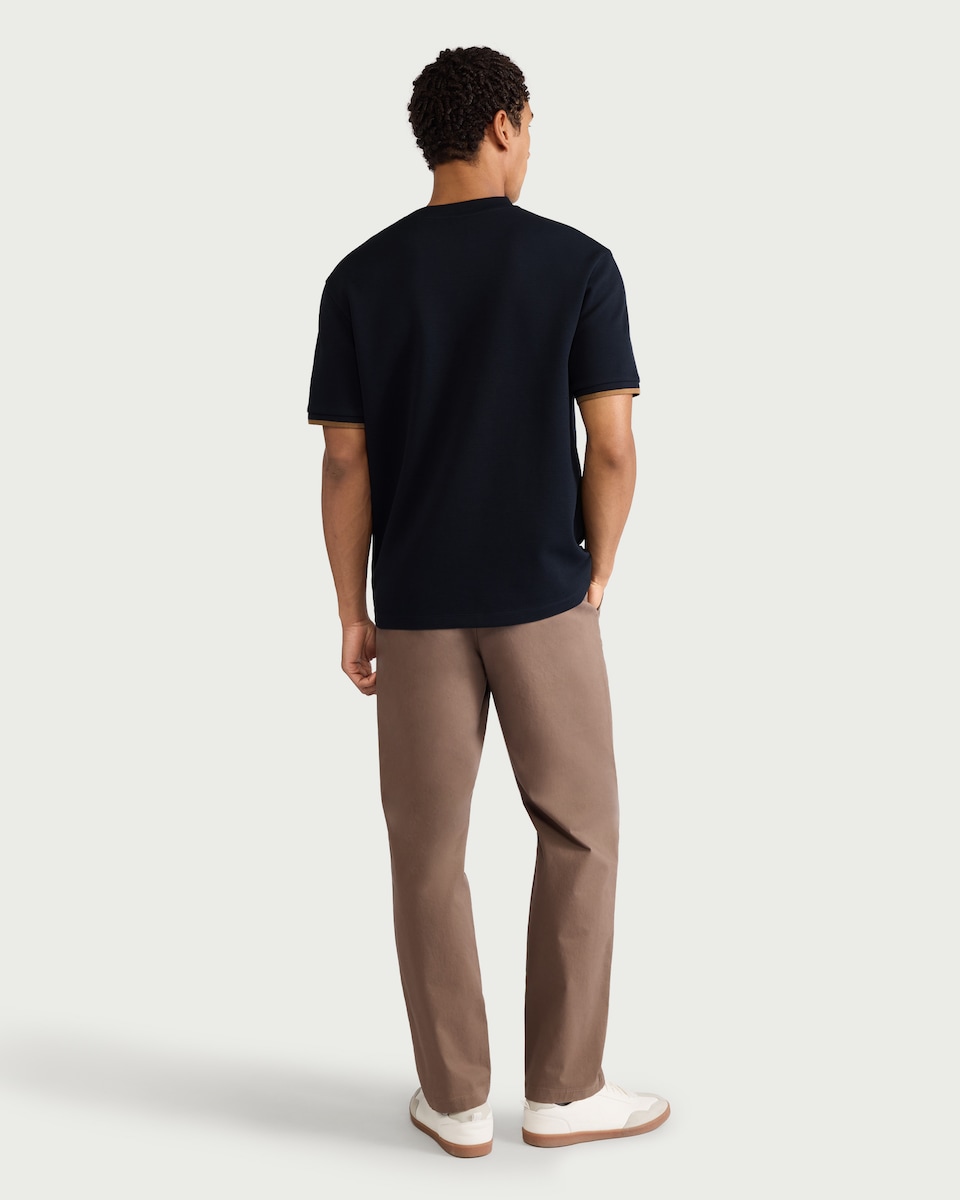 image 1 of F&F Textured Tipped Relaxed Fit T-Shirt in Navy