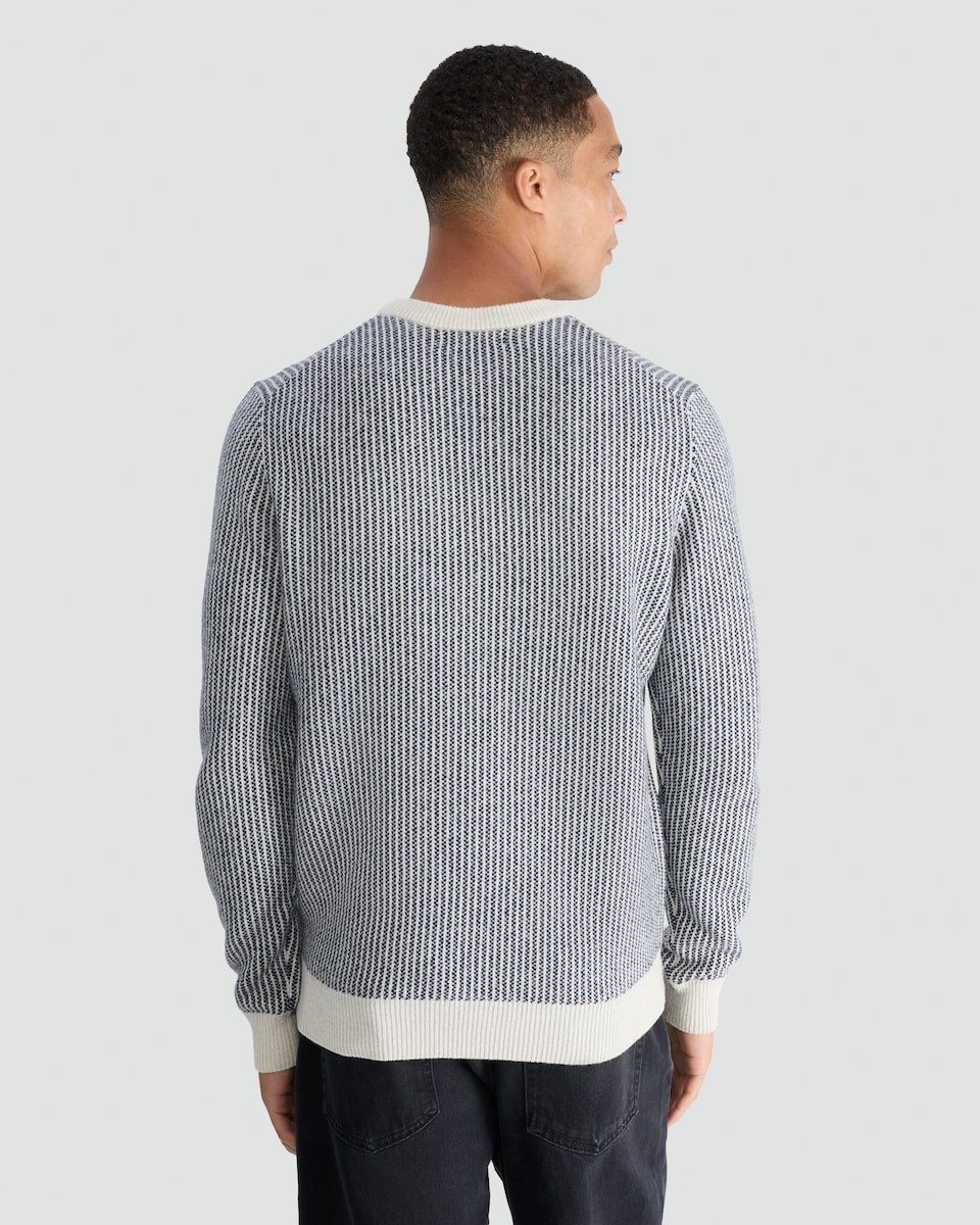 image 1 of F&F Lambswool Stripe Print Crew Neck Jumper in Neutral