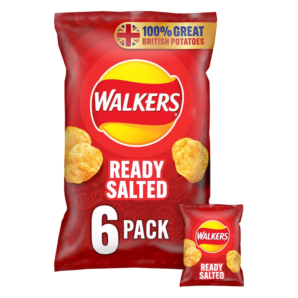 image 1 of Walkers Ready Salted Crisps Multipack 6x25g