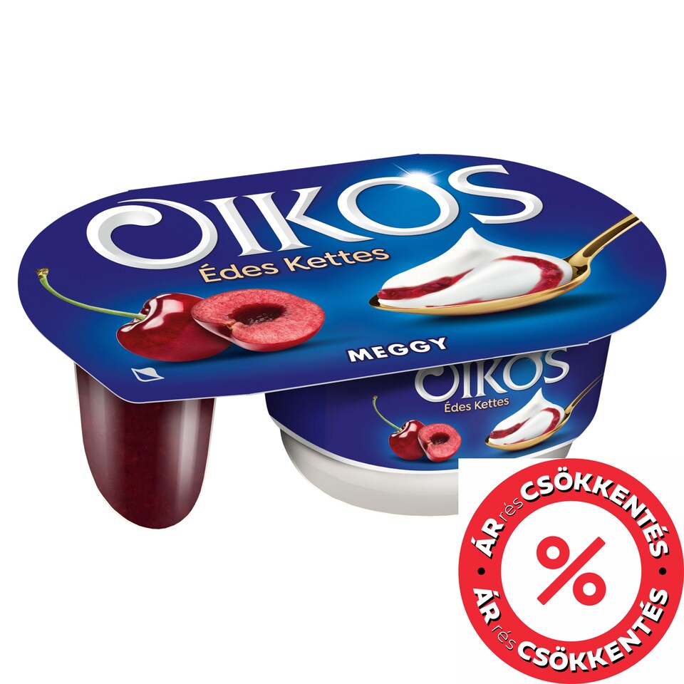 Danone Oikos Édes Kettes élőflórás édesített joghurt meggyszósszal 118 g