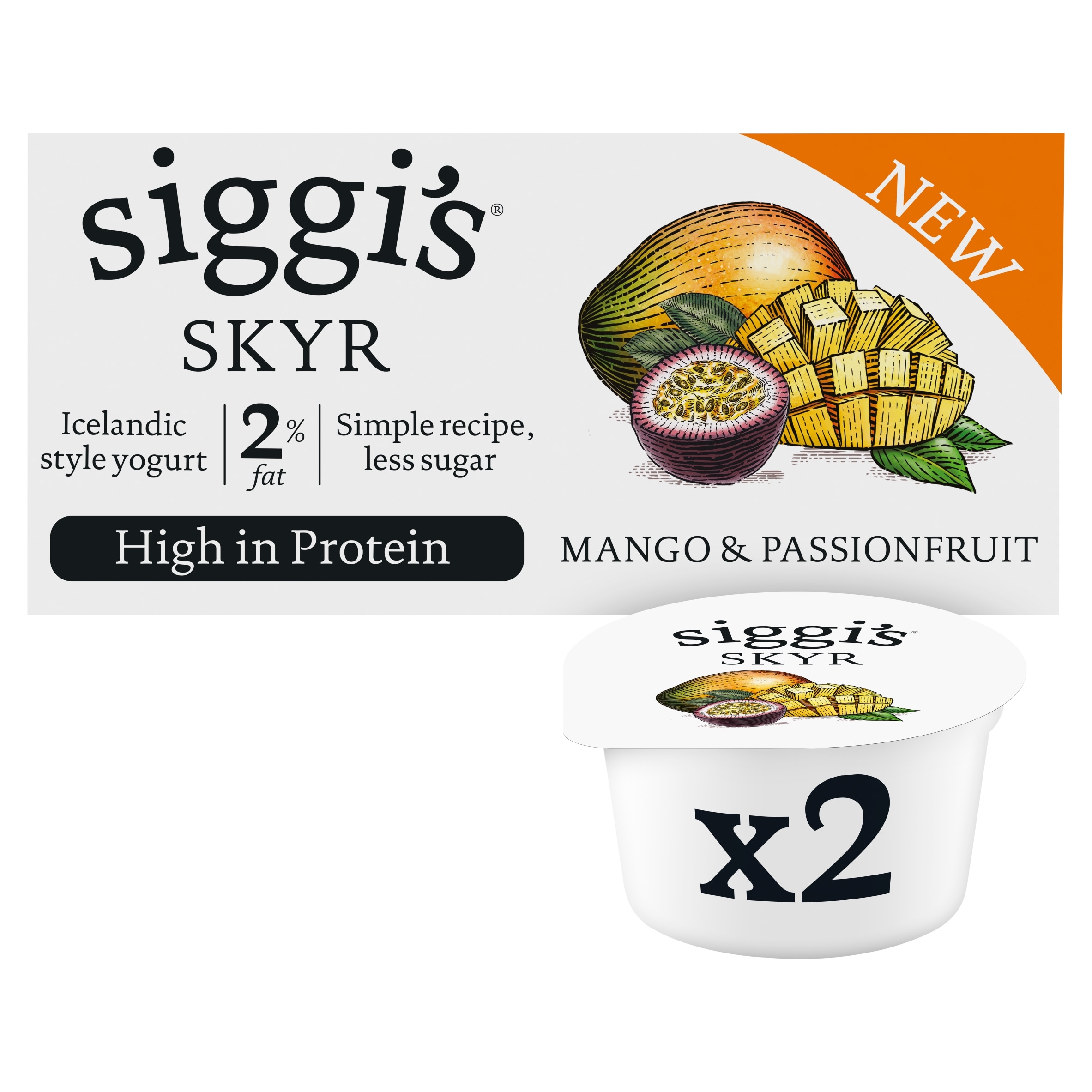 siggi's skyr 2% fat Icelandic style Mango Passionfruit Yogurt 2 x 140g