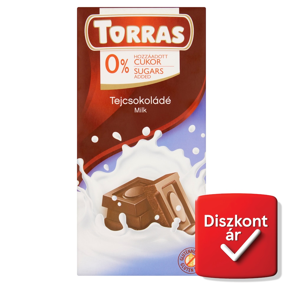 Torras tejcsokoládé hozzáadott cukor nélkül, édesítőszerrel 75 g  1. kép