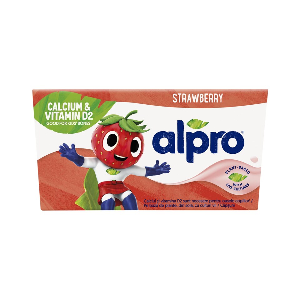 image 1 of ALPRO Kids Fermented soy product – strawberry, enriched with calcium, iodine, and vitamins 4x115g