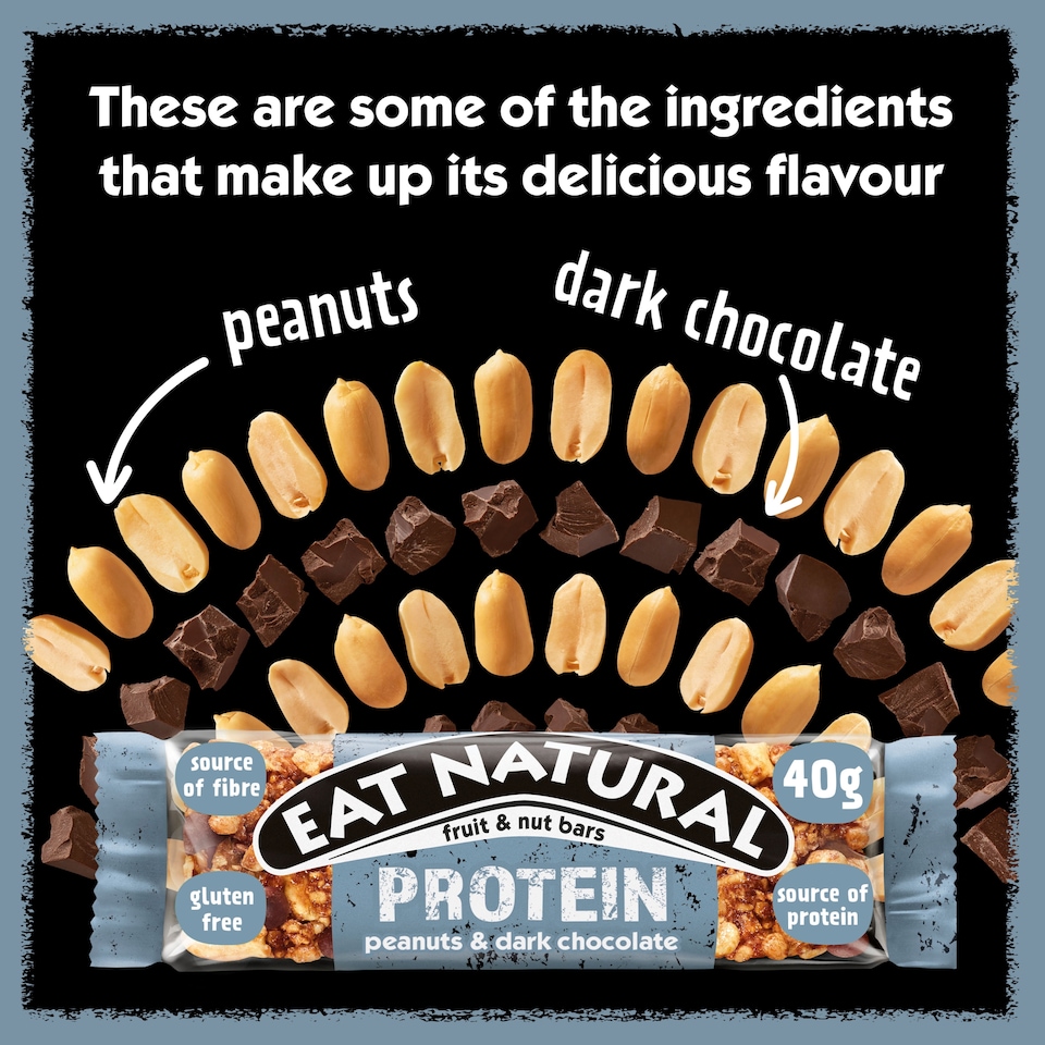 image 1 of Eat Natural Protein Fruit & Nut Bars - Peanuts & Dark Chocolate 3 x 40g