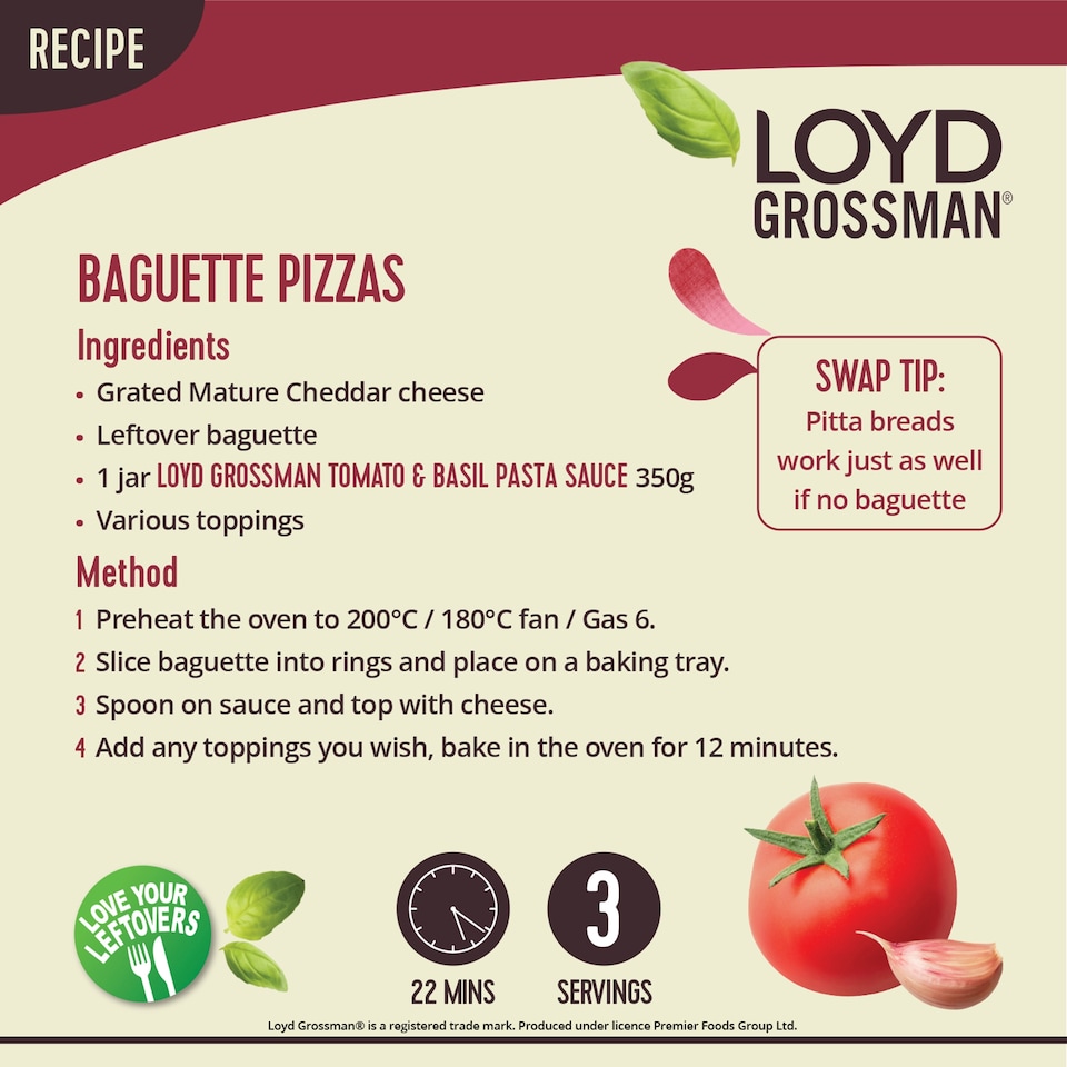 image 1 of Loyd Grossman Tomato & Basil Pasta Sauce 350G