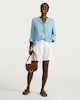 image 1 of F&F TENCEL™ Button Detail Roll Sleeved Blouse in Blue