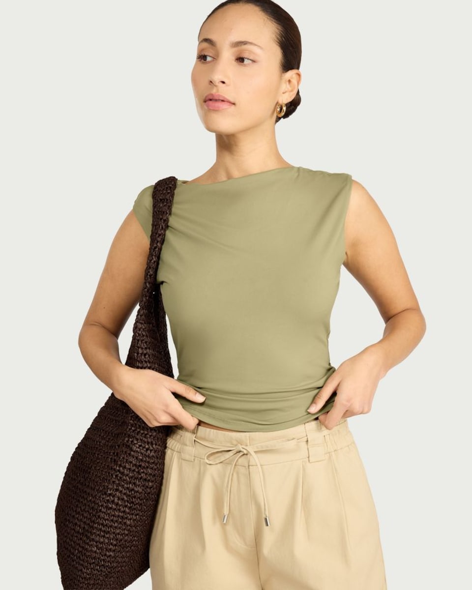 image 1 of F&F Polyamide Sleeveless Top in Olive
