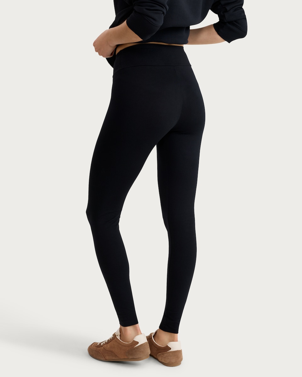 image 1 of F&F Cotton Rich High Waisted Leggings in Black