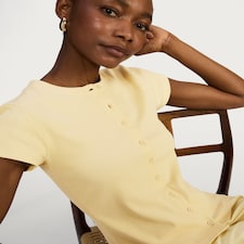 F&F Cotton Rich Button Front Top in Yellow