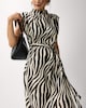 image 1 of F&F Zebra Print Tie Waist Sleeveless Midi Dress in Multi Brown