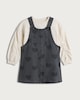image 4 of F&F Girls 2-Piece Heart Print Denim Pinafore and Sweatshirt Set in Black