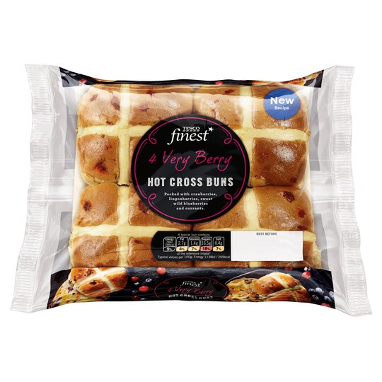 Tesco Finest 4 Very Berry Hot Cross Buns