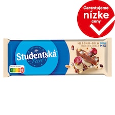 ORION Študentská pečať Mliečna a biela čokoláda s arašidmi, hrozienkami a želé 90 g