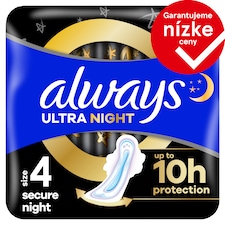 Always Ultra Secure Night hygienické vložky (veľkosť 4) vložky s krídelkami 12 ks]