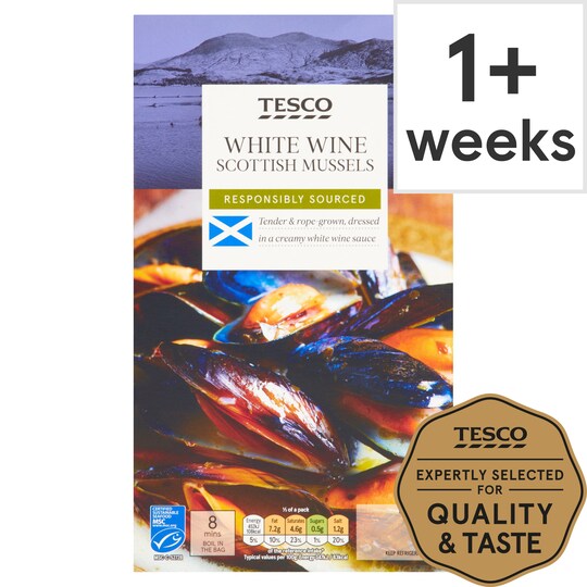 Tesco White Wine Scottish Mussels 500G Tesco Groceries