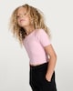 image 3 of F&F Active Girls Cropped Short Sleeved T-Shirt in Pink