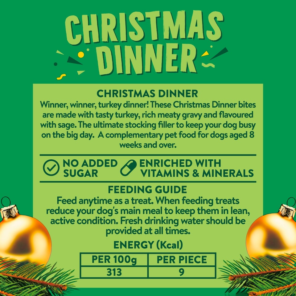 image 1 of Wagg Christmas Dinner Rich in Turkey with gravy Dog Treats 100g 