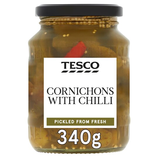 Tesco Cornichons With Chilli 340G Tesco Groceries