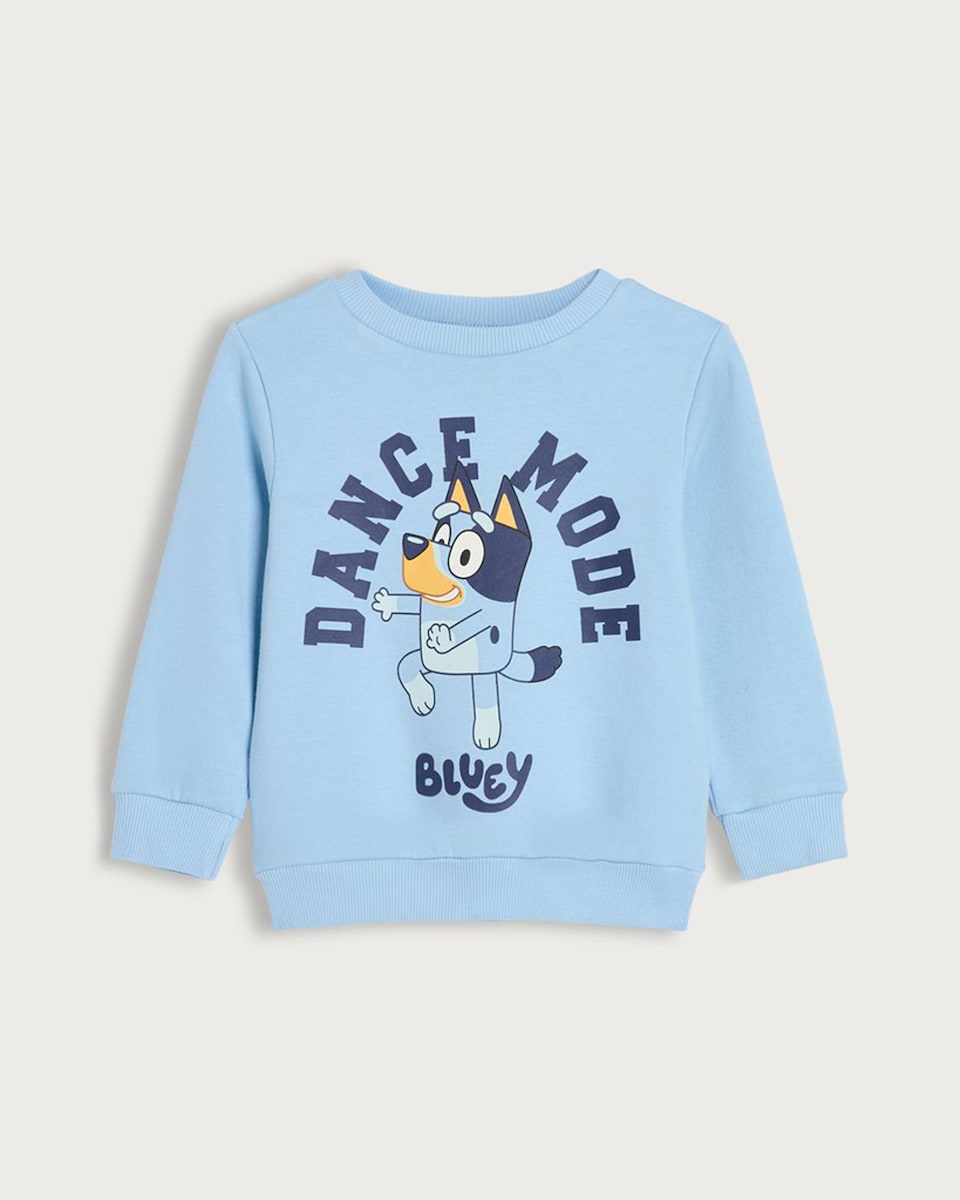 image 1 of Bluey Dance Mode Print Cotton Rich Sweatshirt in Blue