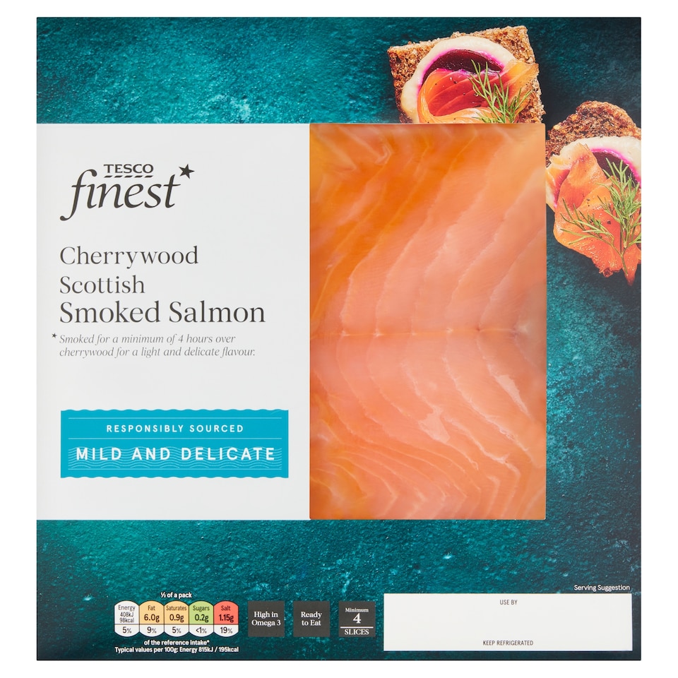 Tesco Finest Scottish Cherrywood Smoked Salmon 100g