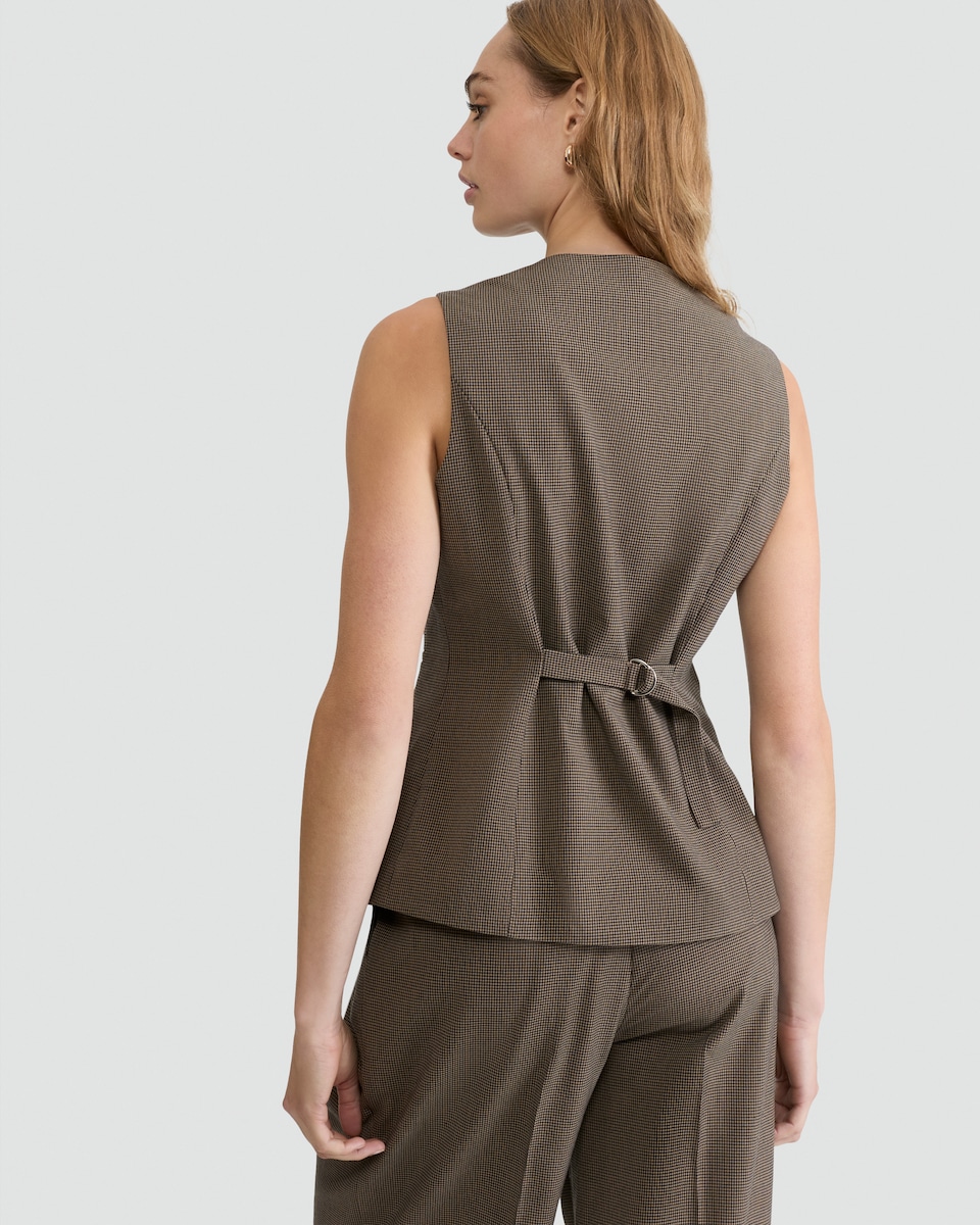 image 1 of F&F Check Buttoned Co-ord Waistcoat in Brown
