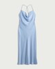 image 4 of F&F Satin Cowl Neck Maxi Dress in Blue