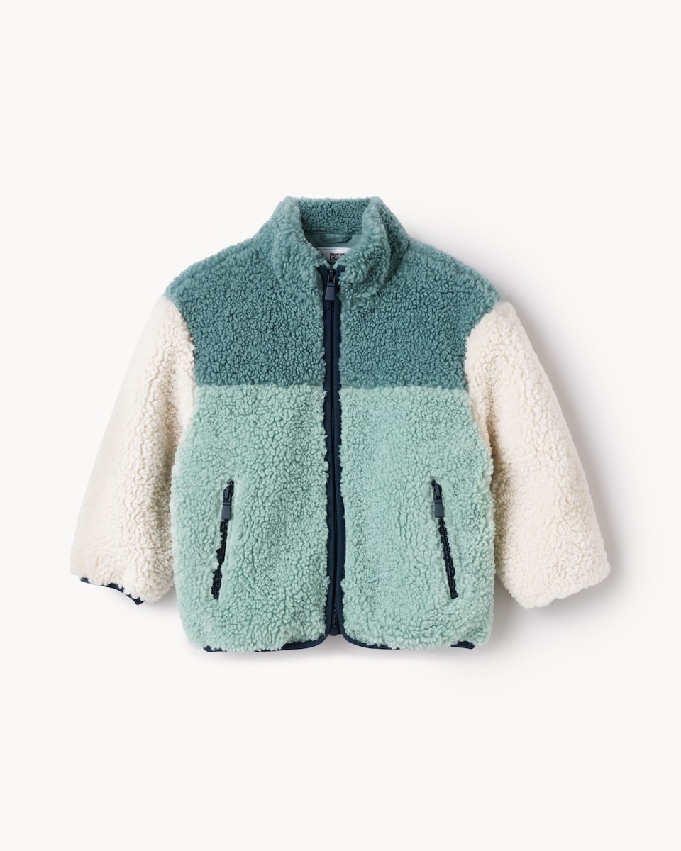 image 1 of F&F Boys Fleece Colour Block Jacket in Teal