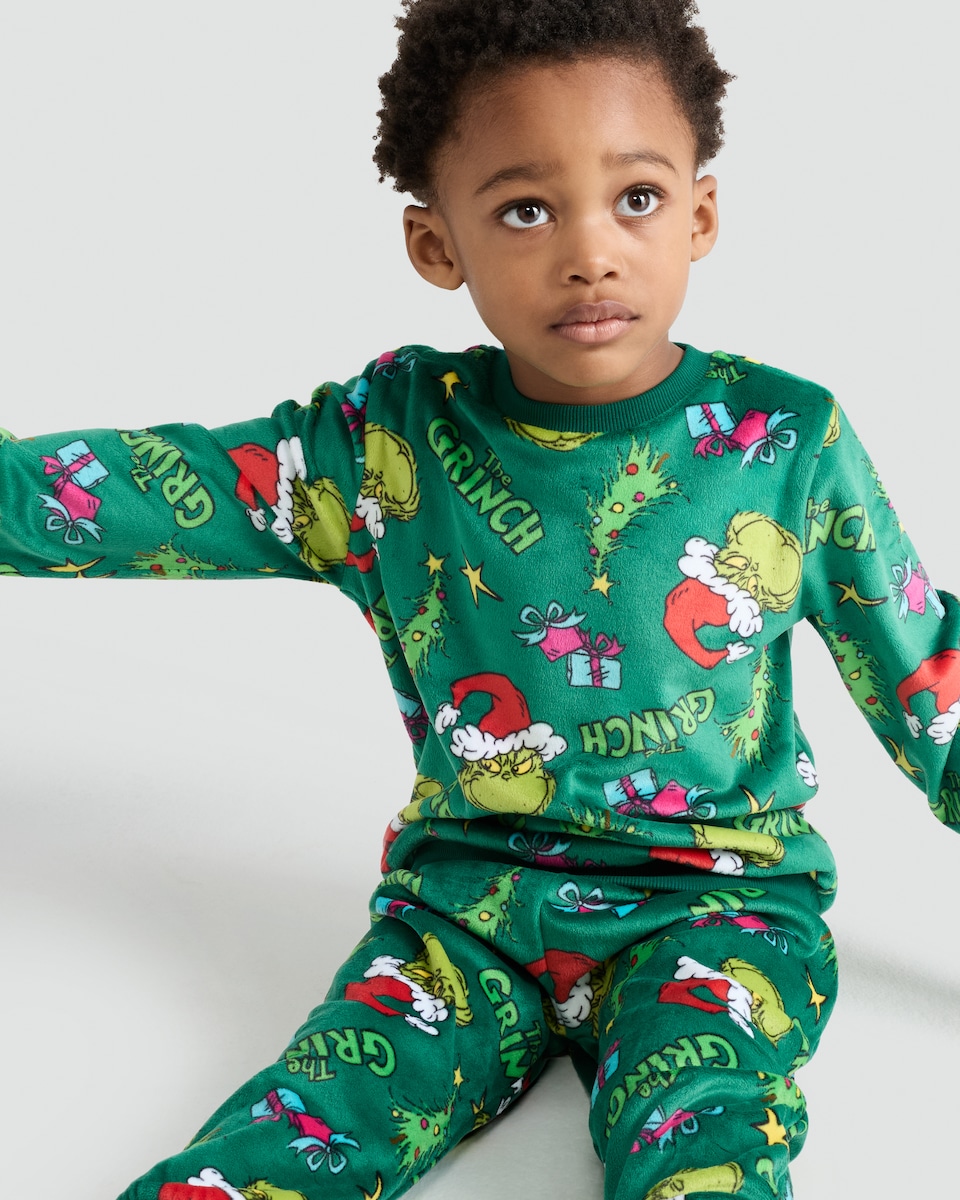 image 1 of The Grinch Minky Fleece Pyjamas in Green