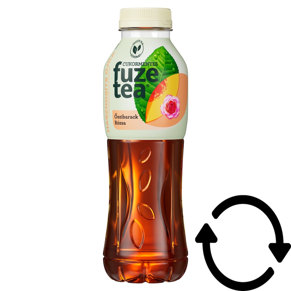 Fuze Tea energiamentes, szénsavmentes őszibarack- és rózsaízű üdítőital fekete tea kivonattal 500 ml