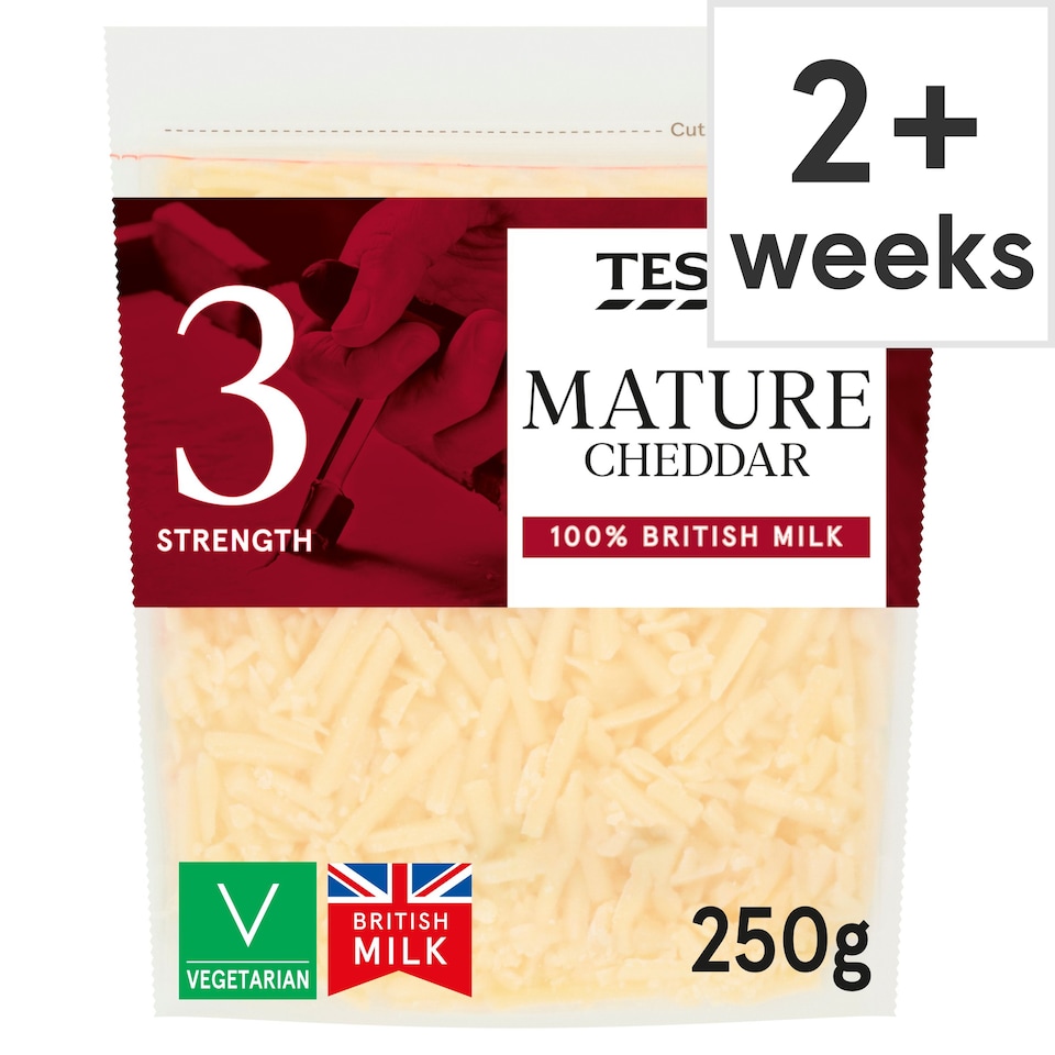Tesco British Mature Grated Cheddar Cheese 250 G Tesco Groceries