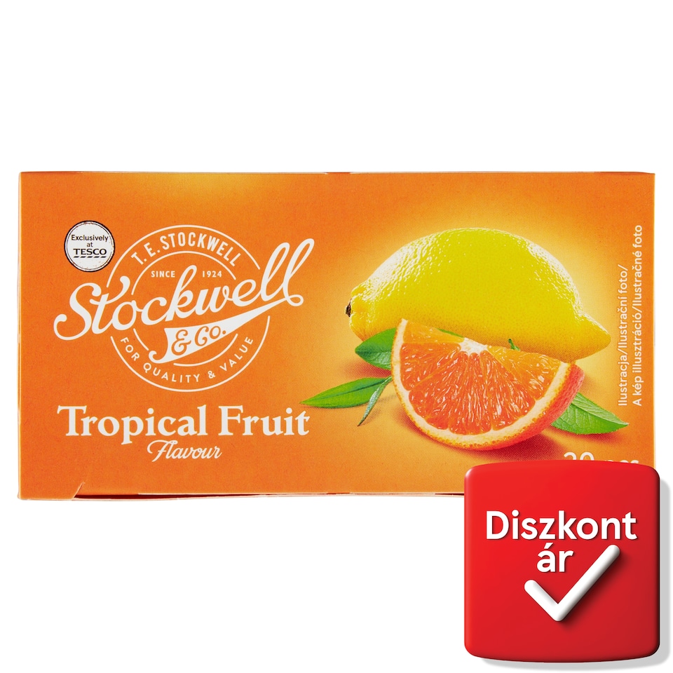 Stockwell & Co. aromatizált, filteres trópusi gyümölcs ízű gyümölcstea 20 filter 40 g