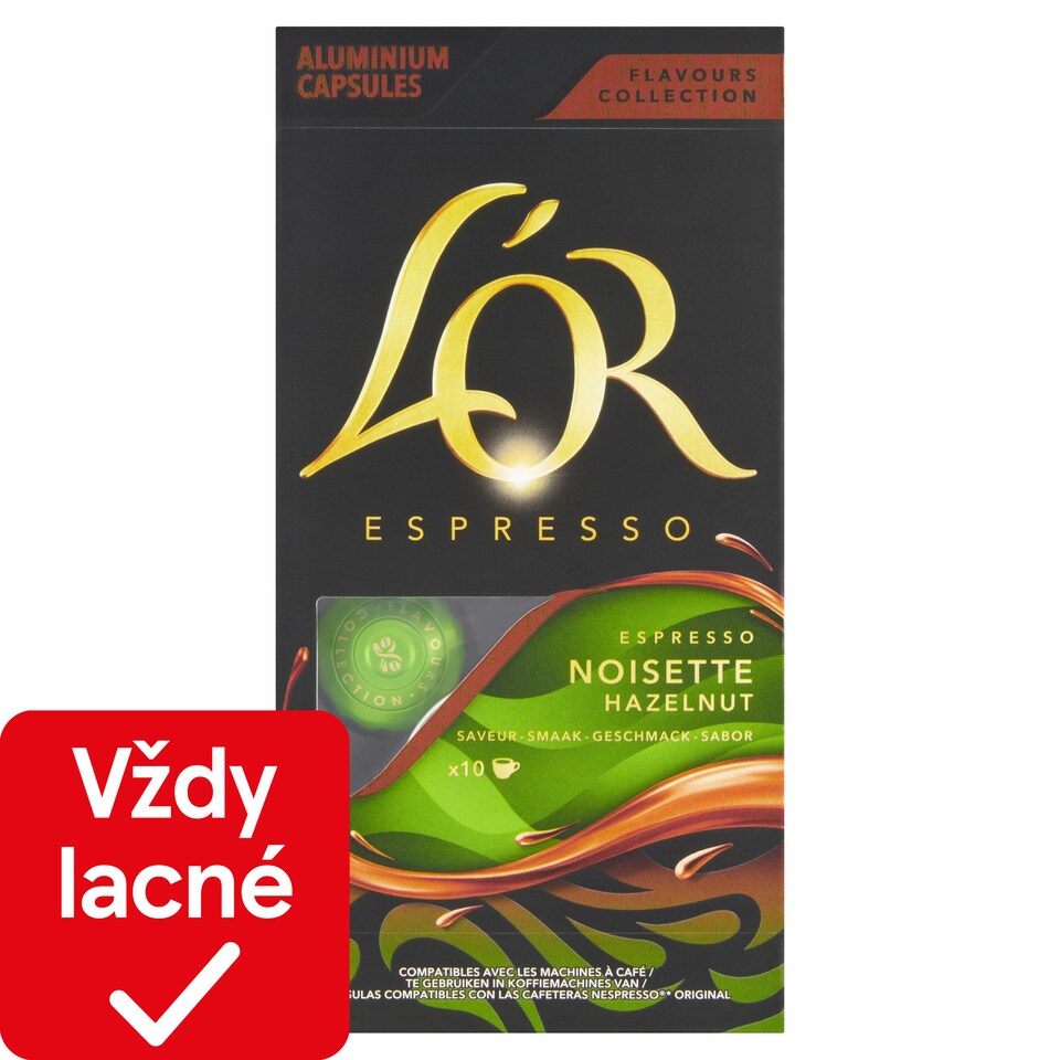 obrázok 1 z L'OR Espresso Noisette Hazelnut pražená mletá káva s orieškovou arómou 10 kapsúl 52 g