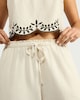 image 2 of F&F Cotton Rich Embroidered Wide Leg Co-ord Trousers with Linen in Cream