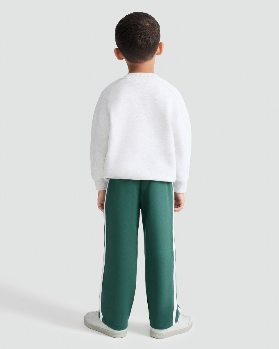 image 1 of F&F Boys 2-Piece Cotton Rich Slogan Sweatshirt and Joggers Set in Green