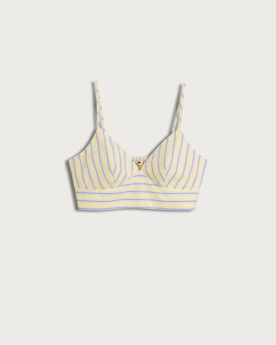 image 1 of The F&F Edit Pure Cotton Poplin Stripe Co-ord Bralette in Multi Yellow