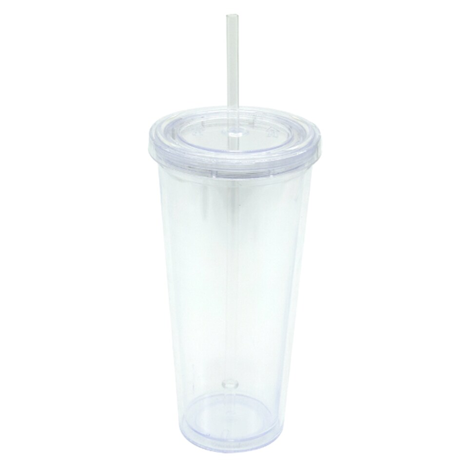 Tesco Clear Straw Water Bottle Cup 650ml