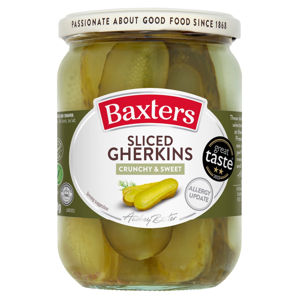 Baxters Sliced Gherkins - Crunchy & Sweet 540g