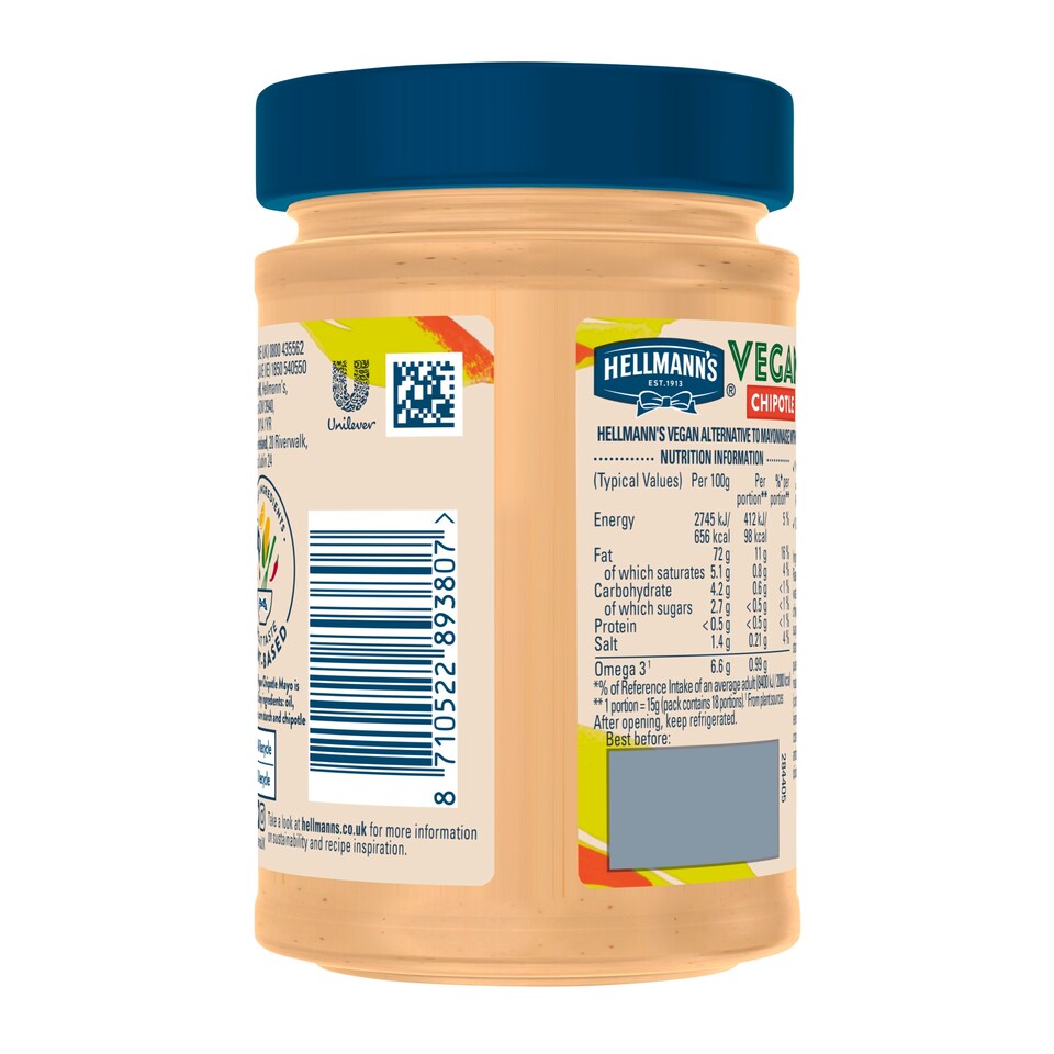 image 1 of Hellmann's Vegan Mayonnaise Chipotle 270G