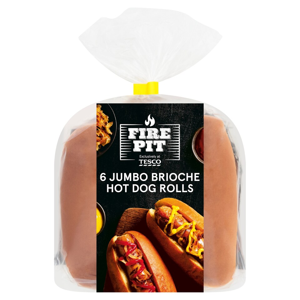 Tesco Fire Pit 6 Jumbo Brioche Hot Dog Rolls
