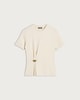 image 4 of F&F Pure Cotton Ruched Metal Accent T-Shirt in Cream