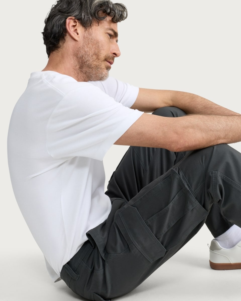 image 1 of F&F Cotton Rich Straight Leg Cargo Trousers in Khaki