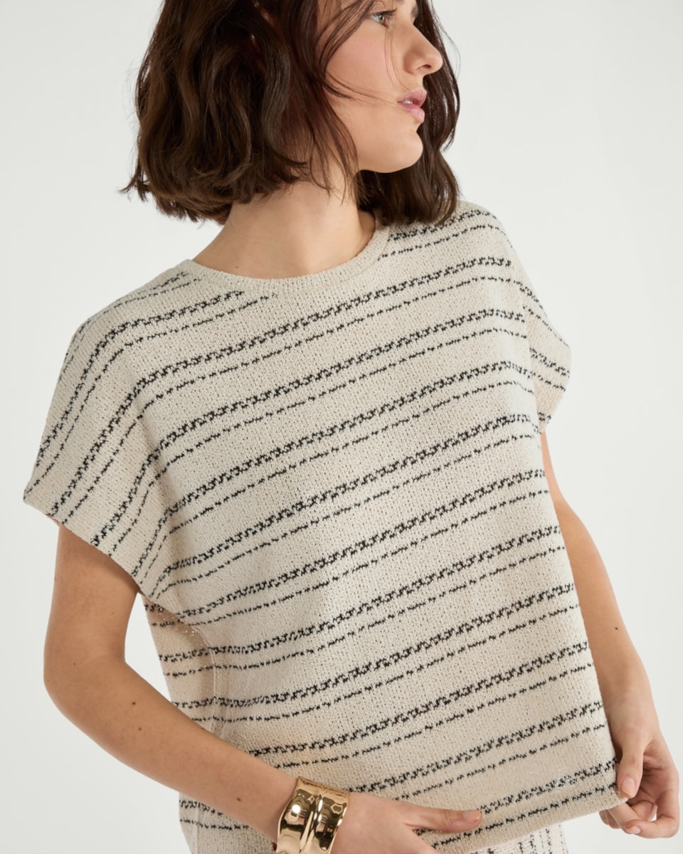 image 1 of F&F Striped Short Sleeved Co-ord Top in Multi
