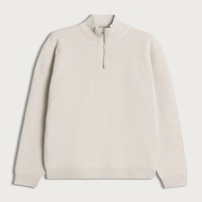 F&F Knitted Ribbed Half Zip Jumper in Ecru