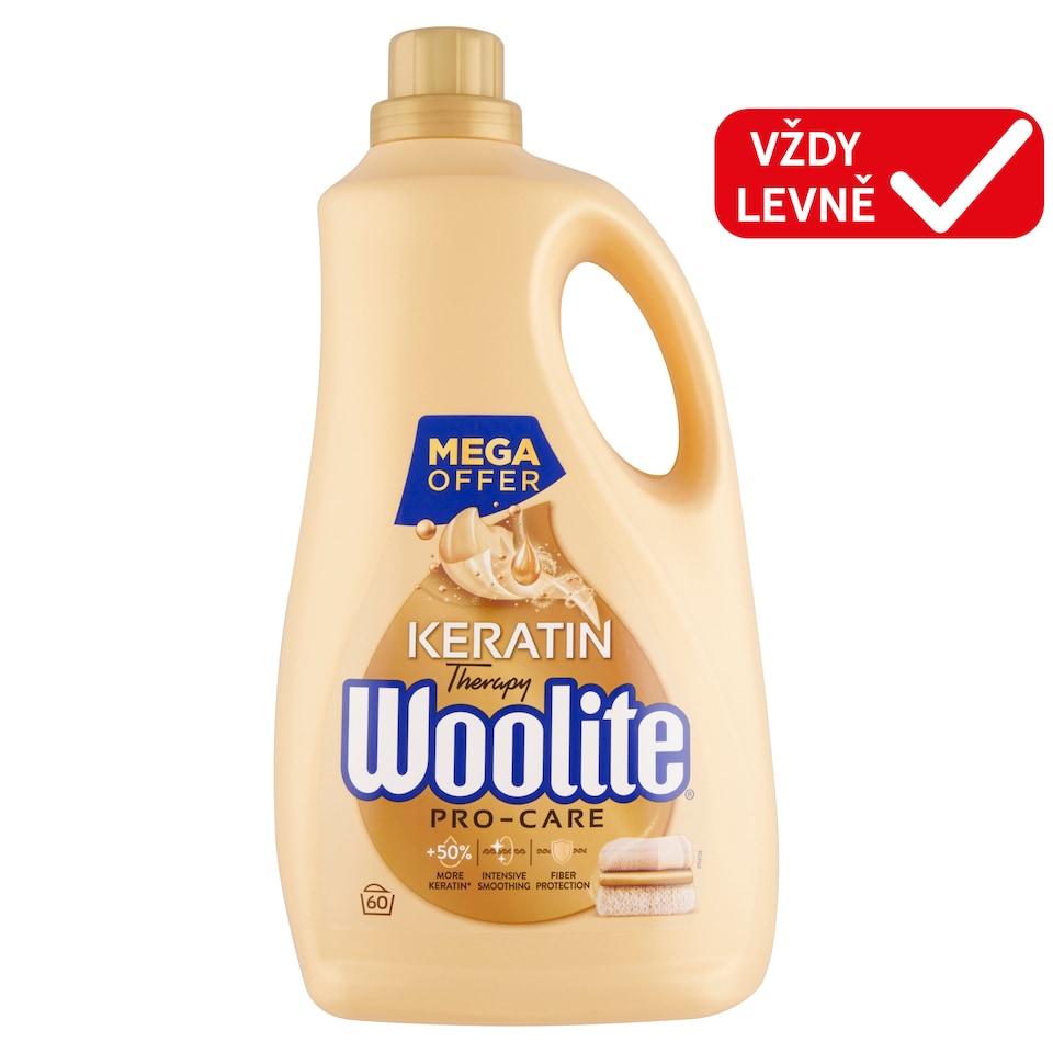 image 1 of Woolite Keratin Therapy Pro-Care Liquid Laundry Detergent for All Types of Fabrics 60 Washes 3.6L