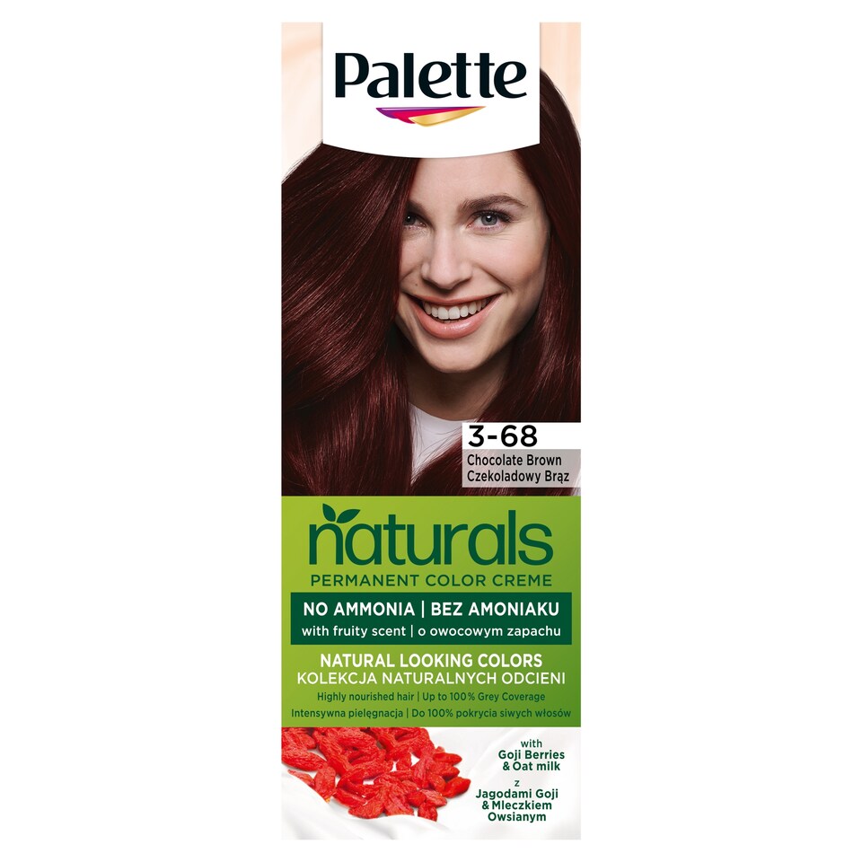 Palette Permanent Naturals Color ápoló krémhajfesték 3-68 (868) csokoládébarna