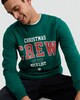 image 2 of F&F Cotton Rich Christmas Crew Slogan Sweatshirt in Green