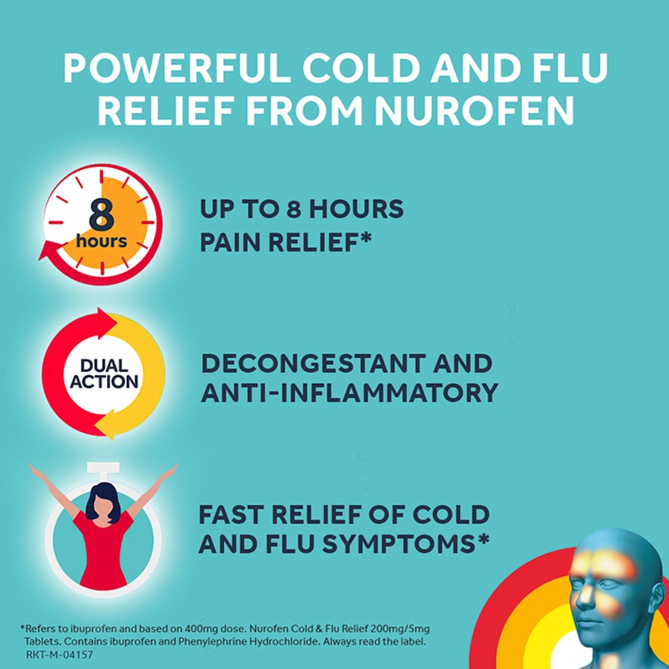 image 1 of Nurofen Cold & Flu Relief Tablets - Ibuprofen, Phenylephrine Hydrochloride 16s